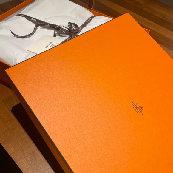 HERMÈS Wool Cashmere Avalon Blanket in Ecru and Blue - Picture 2 of 11